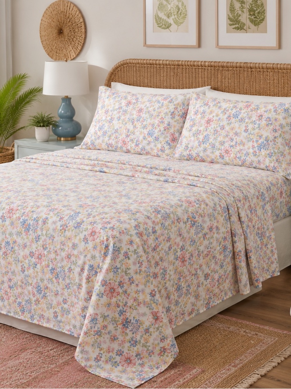 Northern Nights Queen 400TC Pima Cotton Sheet Set Ditsy Floral NWT Sealed